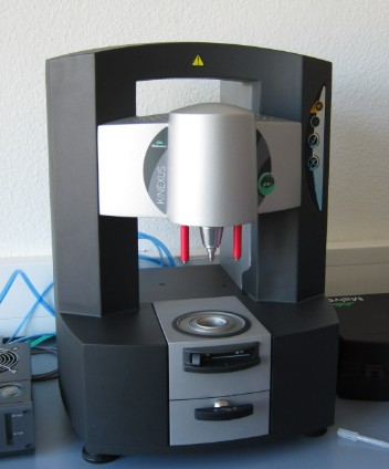A NETZSCH Kinexus rotational rheometer with a cone-plate measuring head above a temperature-controlled plate