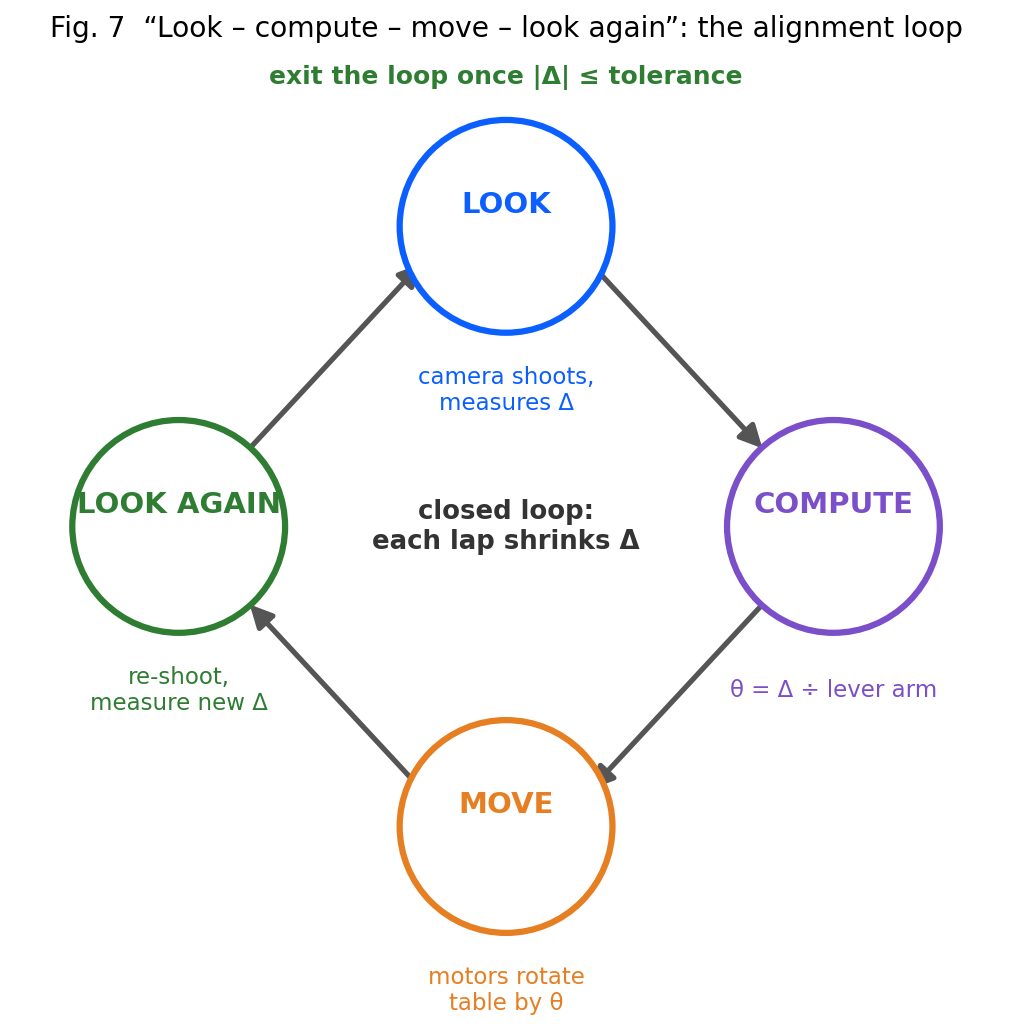 The four-beat loop: look, compute, move, look again